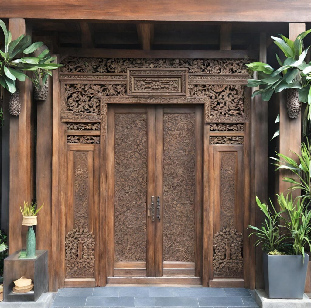 Balinese Front Door Timber Carved